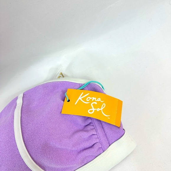 Kona Sol Color Block Purple/White Terry Bikini Top Removable Straps 1X(1… - Picture 9 of 10